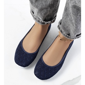 Holmen navy blue openwork ballerinas 2