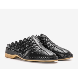 Breno black openwork slippers 1