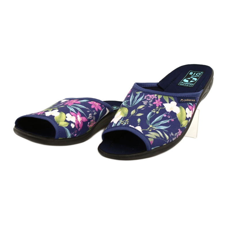 Women's slippers with flowers Adanex Sara SAK1 27272 navy blue blue pink green 3