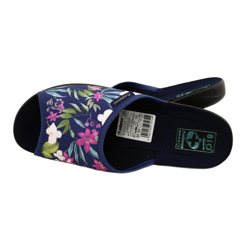 Women's slippers with flowers Adanex Sara SAK1 27272 navy blue blue pink green 6
