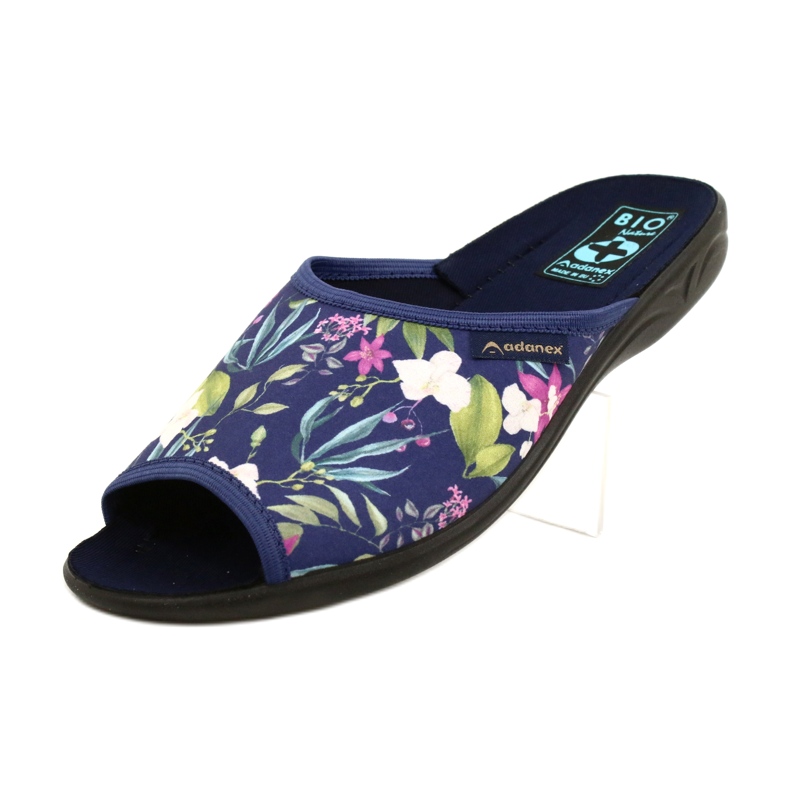 Women's slippers with flowers Adanex Sara SAK1 27272 navy blue blue pink green 4