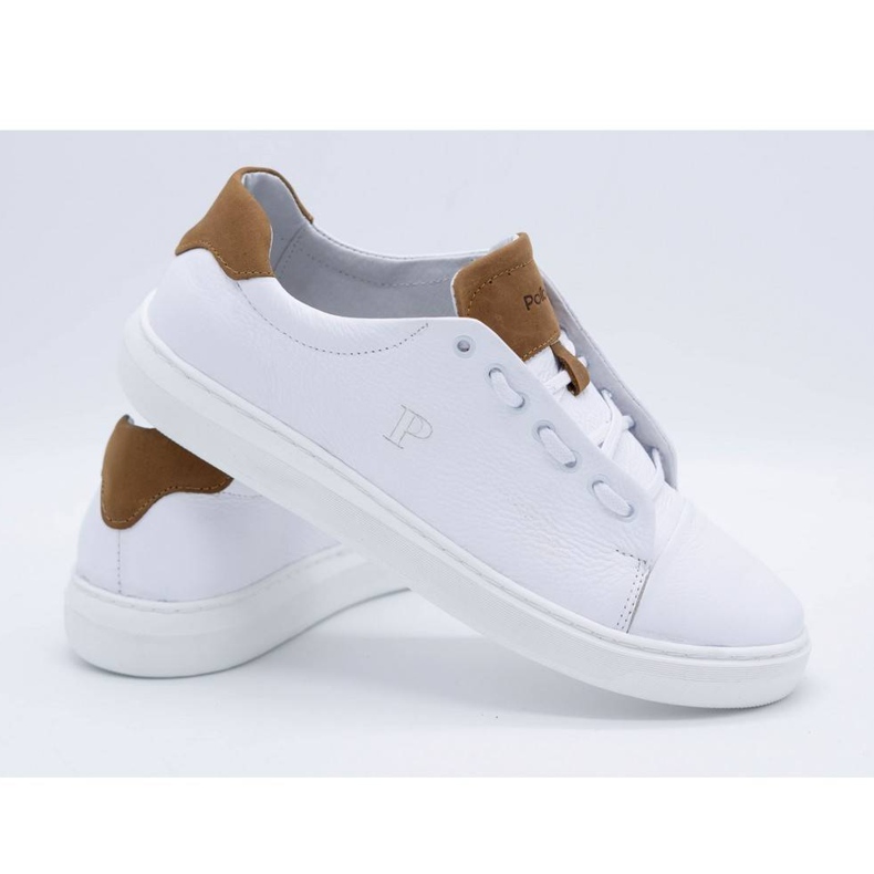 Polbut Men's leather sports shoes 2109 white 3