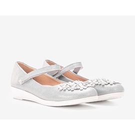 Gray shiny ballerinas for children Alaja silver 1