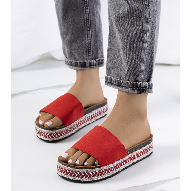 Red sandals on the Bonython cork sole 1