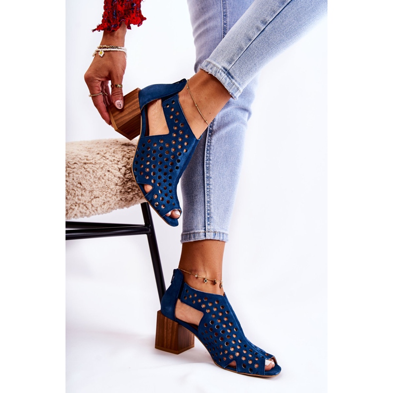 Openwork boots on a post Maciejka 04593-17 Navy blue 1