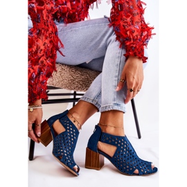 Openwork boots on a post Maciejka 04593-17 Navy blue 2