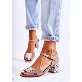 Leather High Heel Sandals Maciejka 04120-10 Beige 1