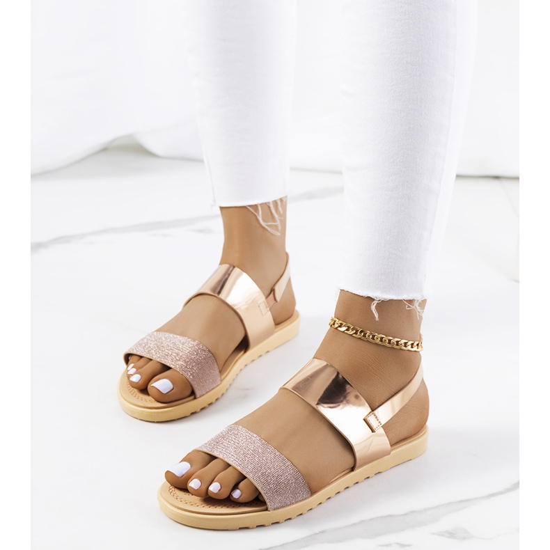 Laval women's pink sandals multicolored golden 1