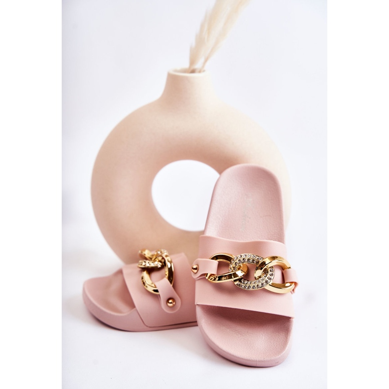 FK1 Children's Rubber Slippers With A Decorative Chain Pink Suzie 2