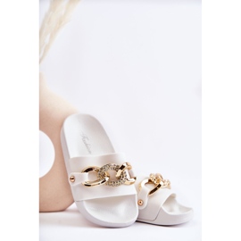 FK1 Children's Rubber Slippers With A Decorative Chain White Suzie 1