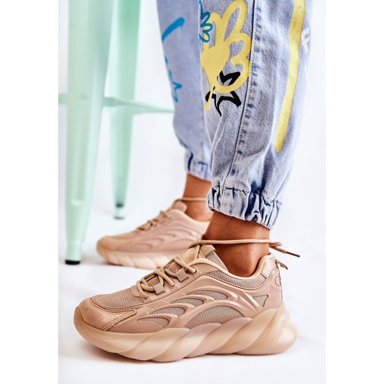 PM2 Fashionable Women's Sport Shoes Sneakers Beige Sollero golden 1
