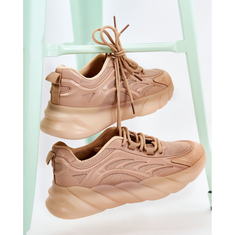 PM2 Fashionable Women's Sport Shoes Sneakers Beige Sollero golden 2