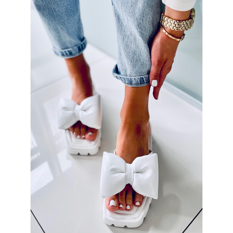 Keesha White High Sole Slippers 1 Keesha White High Sole Slippers 1