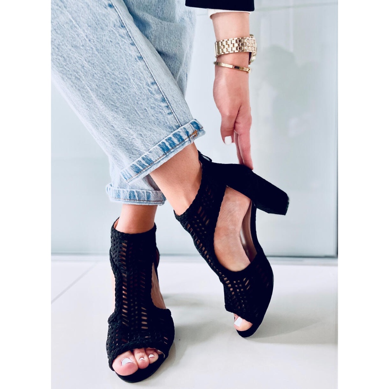 Boho openwork sandals Vivian Black 2