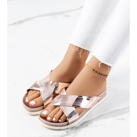 Gold women's Nicolay slippers pink golden 1