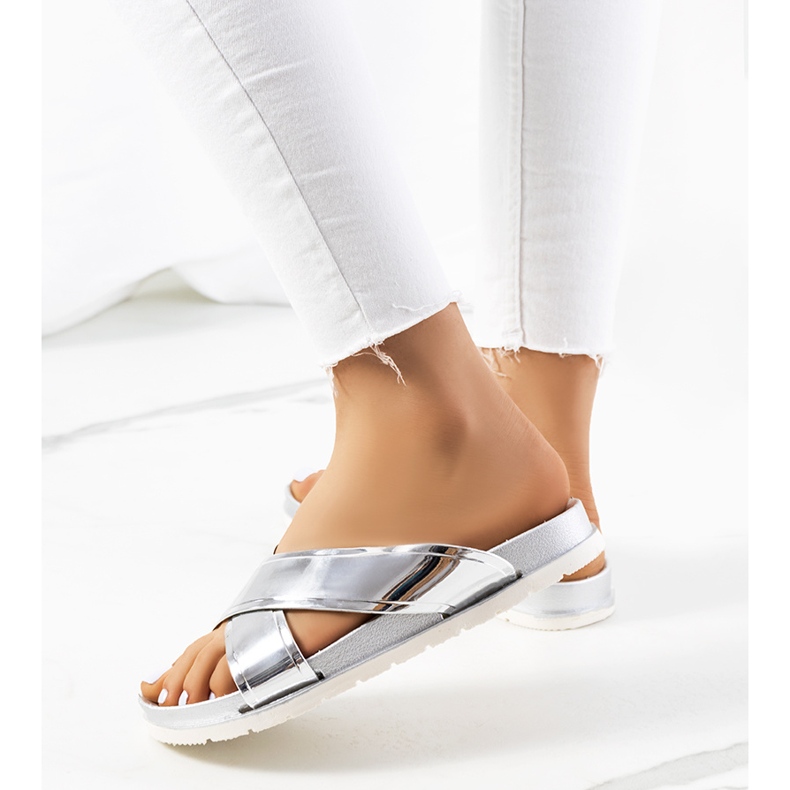 Silver women's Nicolay slippers 1