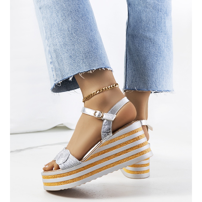 Hanan silver wedge sandals 1