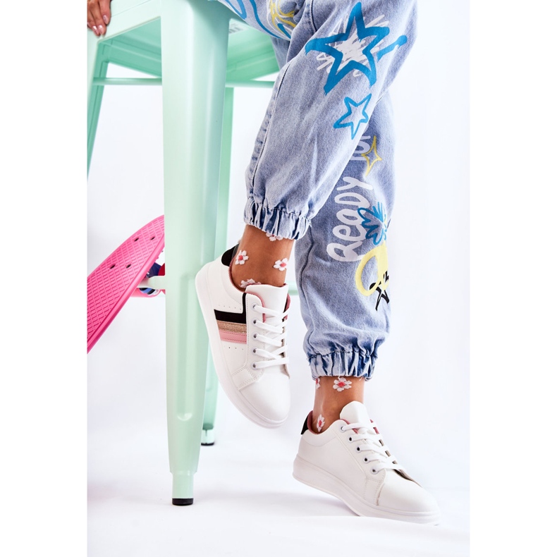 FK2 Women's sports shoes tied in white Renesme black pink golden 1