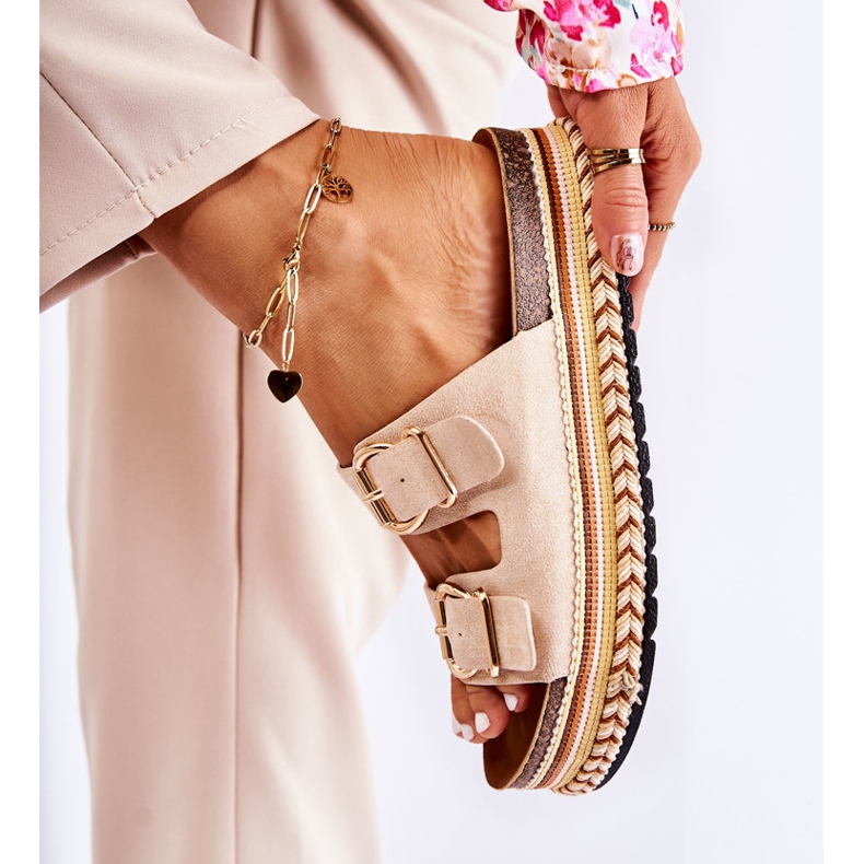 FE1 Women's Slippers Buckles Beige Melissa 1