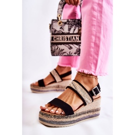 FE1 Black Suede Wedge Sandals Annabel beige 2