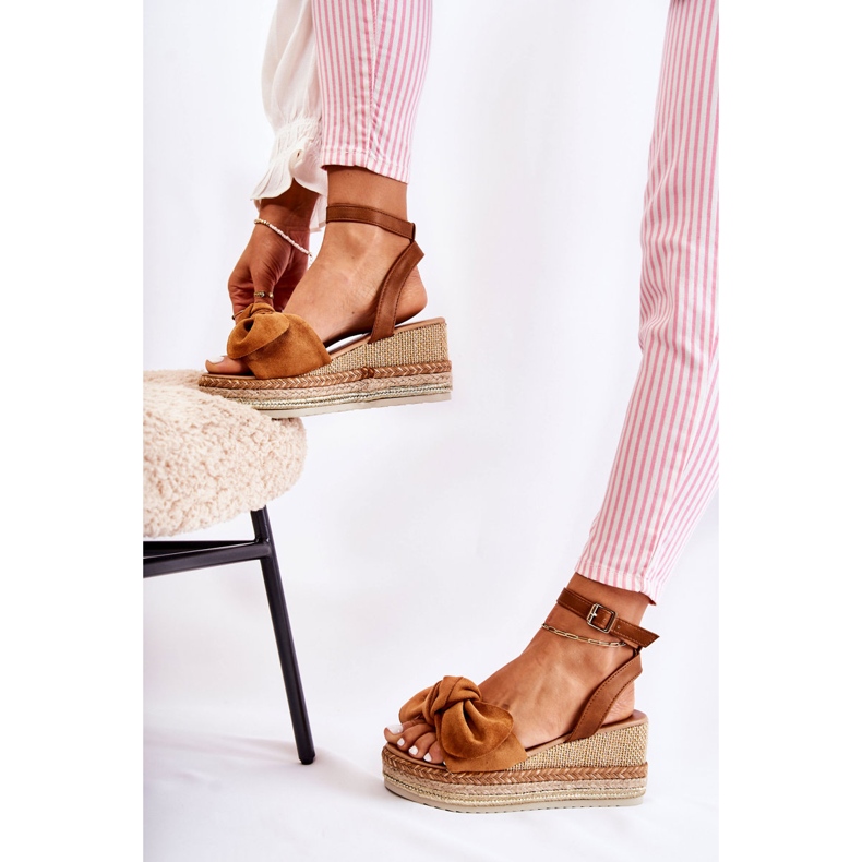 FE1 Suede Wedge Sandals Camel Natina brown 2