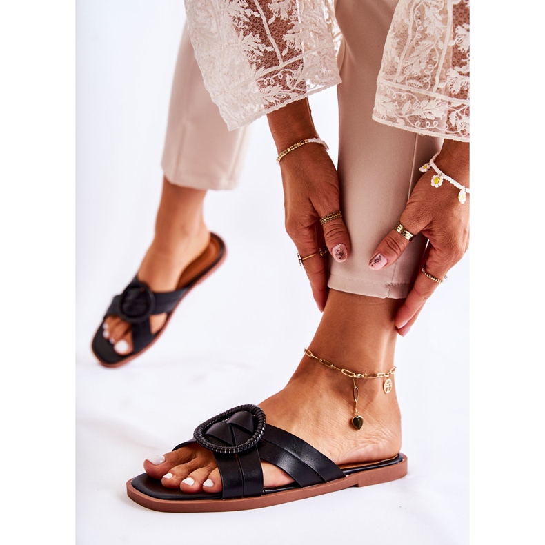 Women's Fashionable Black Sansa Slippers 1