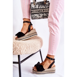 FE1 Black Suede Wedge Sandals Natina 2