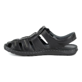 Olivier Men's leather summer sandals 230MA black 1