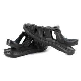 Olivier Men's leather summer sandals 230MA black 4