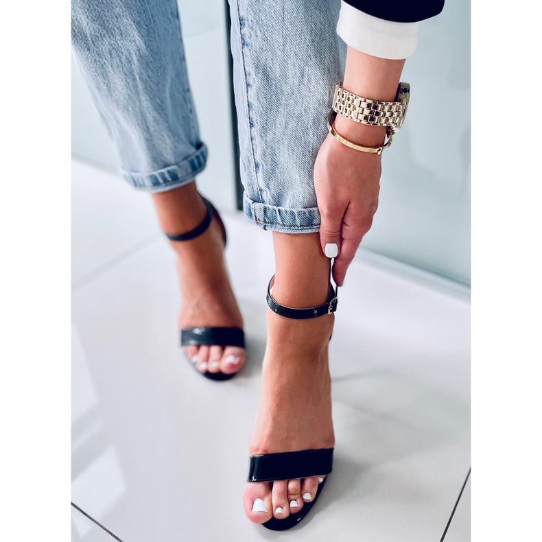 Sandals on a Gladys Black stiletto heel 1