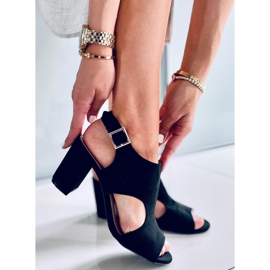 Stacy Black high-heeled openwork sandals 1