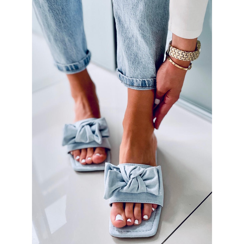 Nisha Blue Square Sole Slides 1