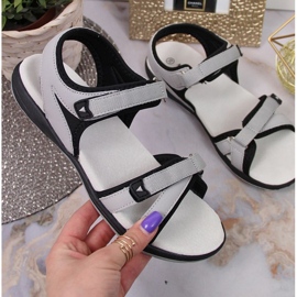 Gray Velcro sports sandals W American Club black 1