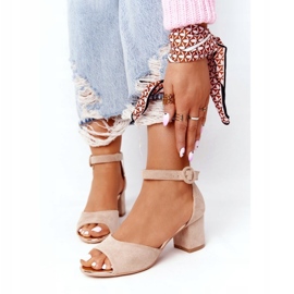 Suede High Heel Sandals Vinceza 21-20100 Beige 1