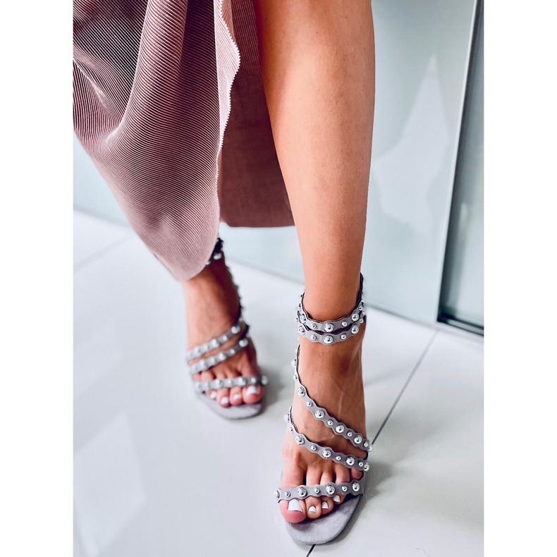 Sandals on a high heel Noelle LT.GRAY grey 1