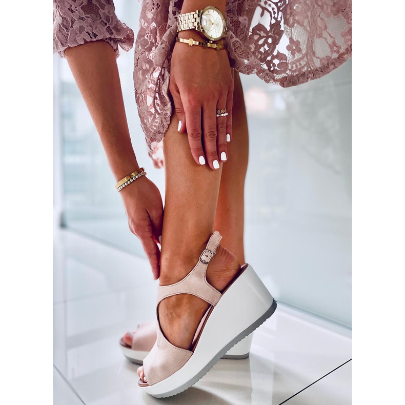 Patty Nude wedge sandals beige pink 1