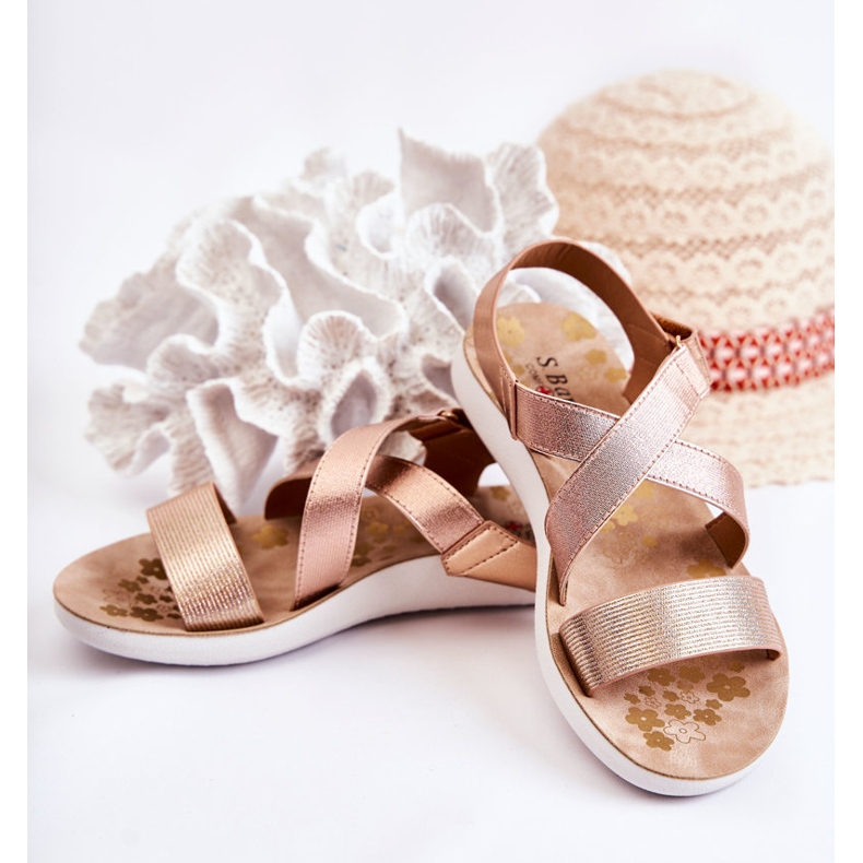 S.Barski Children's Sandals With Velcro Pink Gold Alise golden golden 2 S.Barski Children's Sandals With Velcro Pink Gold Alise golden golden 2