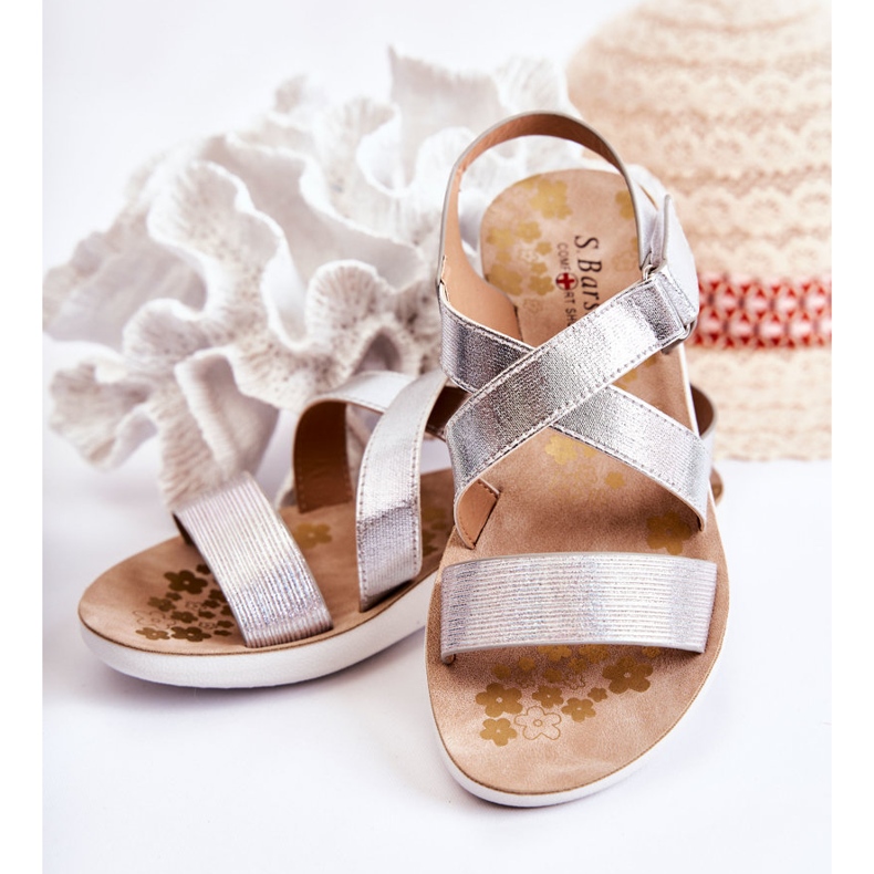 S.Barski Children's Sandals With Velcro Silver Alise 2