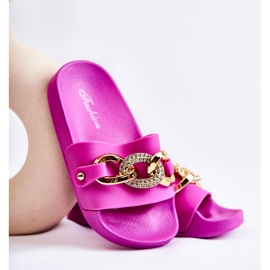 FK1 Children's Rubber Slippers With A Decorative Chain Fuchsia Suzie pink 1