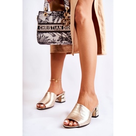 PA2 Leather Women's Slippers Crocodile Pattern On Heel Golden Perry 1 PA2 Leather Women's Slippers Crocodile Pattern On Heel Golden Perry 1