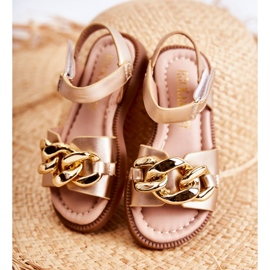 FR1 Children's Sandals With Golden Layra Velcro ['golden'] 2