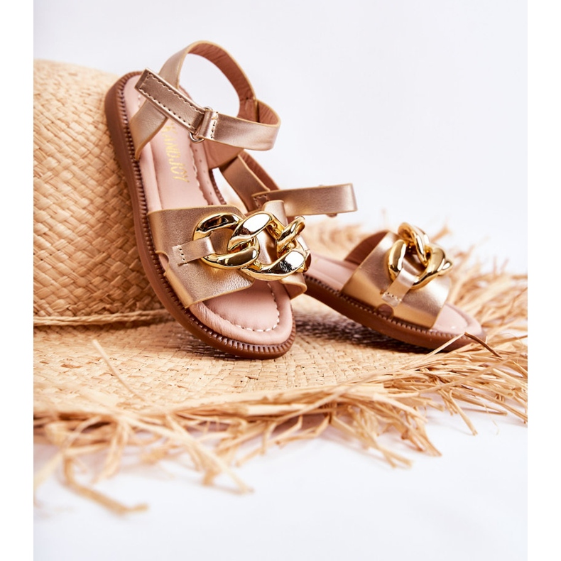 FR1 Children's Sandals With Golden Layra Velcro ['golden'] 1