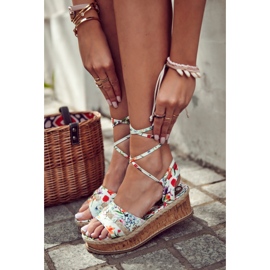 FS3 Women's Tied Sandals Espadrilles With White Lamour Flowers multicolored 2