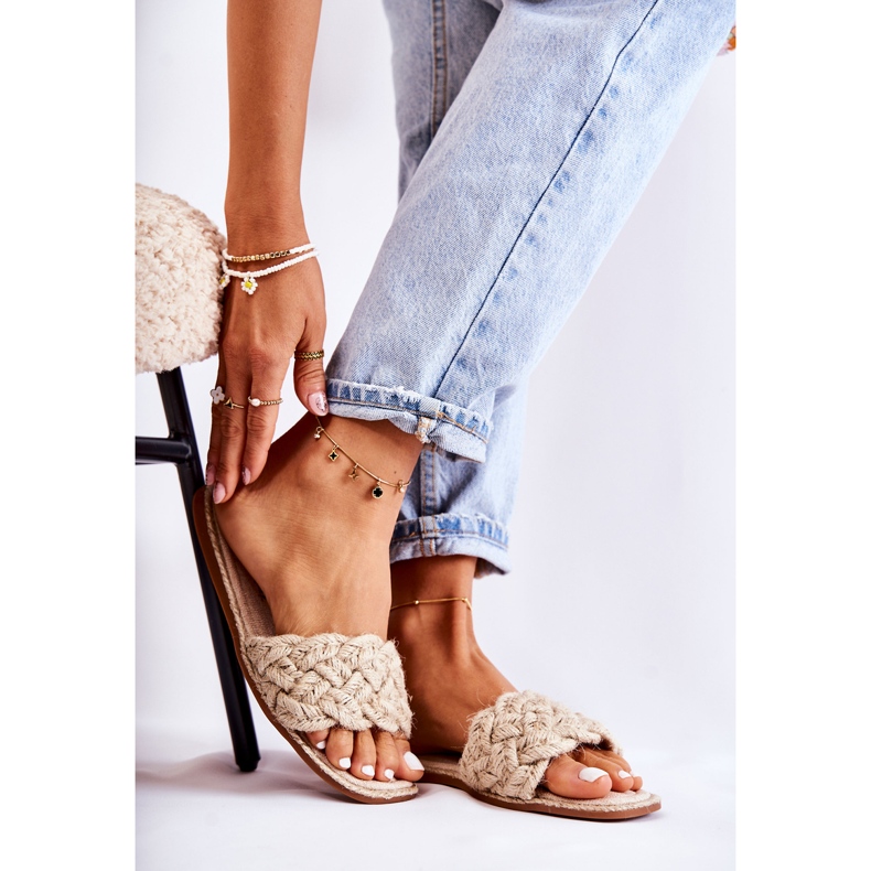 PS1 Women's Beige Braided Slippers Maraya 1