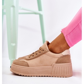 PS1 Women's Suede Sports Shoes Beige Segurro 2