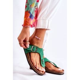 FB1 Women's Slippers With A Buckle Green Elina 2