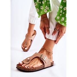 FB1 Women's Slippers With A Buckle Beige Elina 2