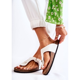 FB1 Women's Slippers With A Buckle White Elina 1