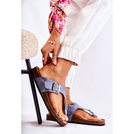 FB1 Women's Slippers With A Buckle Blue Elina 1