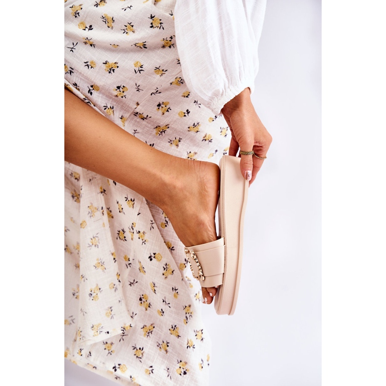 S.Barski Women's Fashionable Leather Slippers Beige Adaline 1